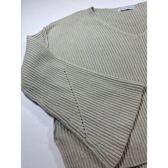 Neutral Ground Cotton Sweater Cream Small Bell Sleeves Cropped - Picture 7 of 8
